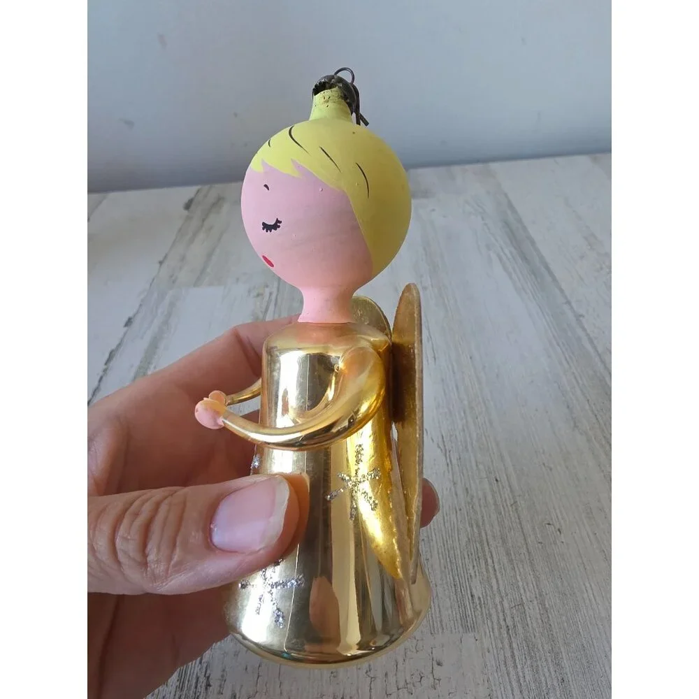 Antique Italian Angel cheer up glass ornament Xmas‎ tree